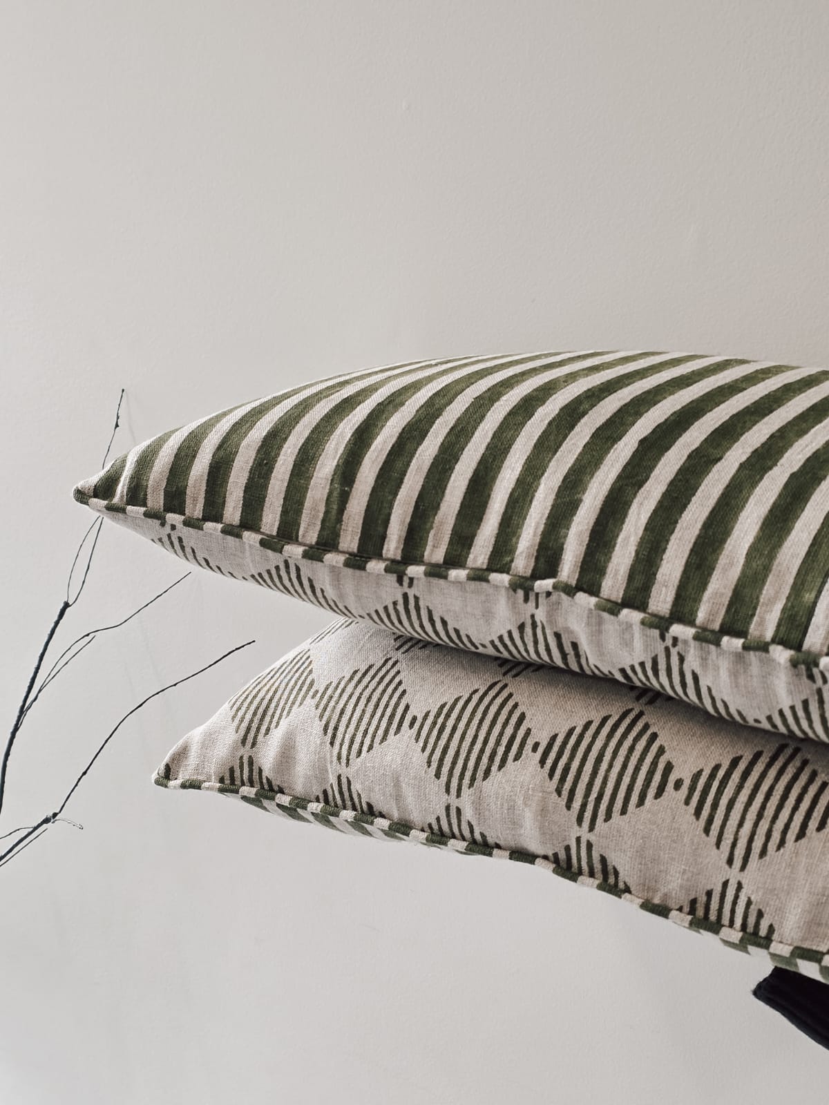 Olive Reversible Linen Cushion