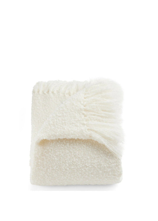 Alpaca & Wool Bouclé Throw - Chalk