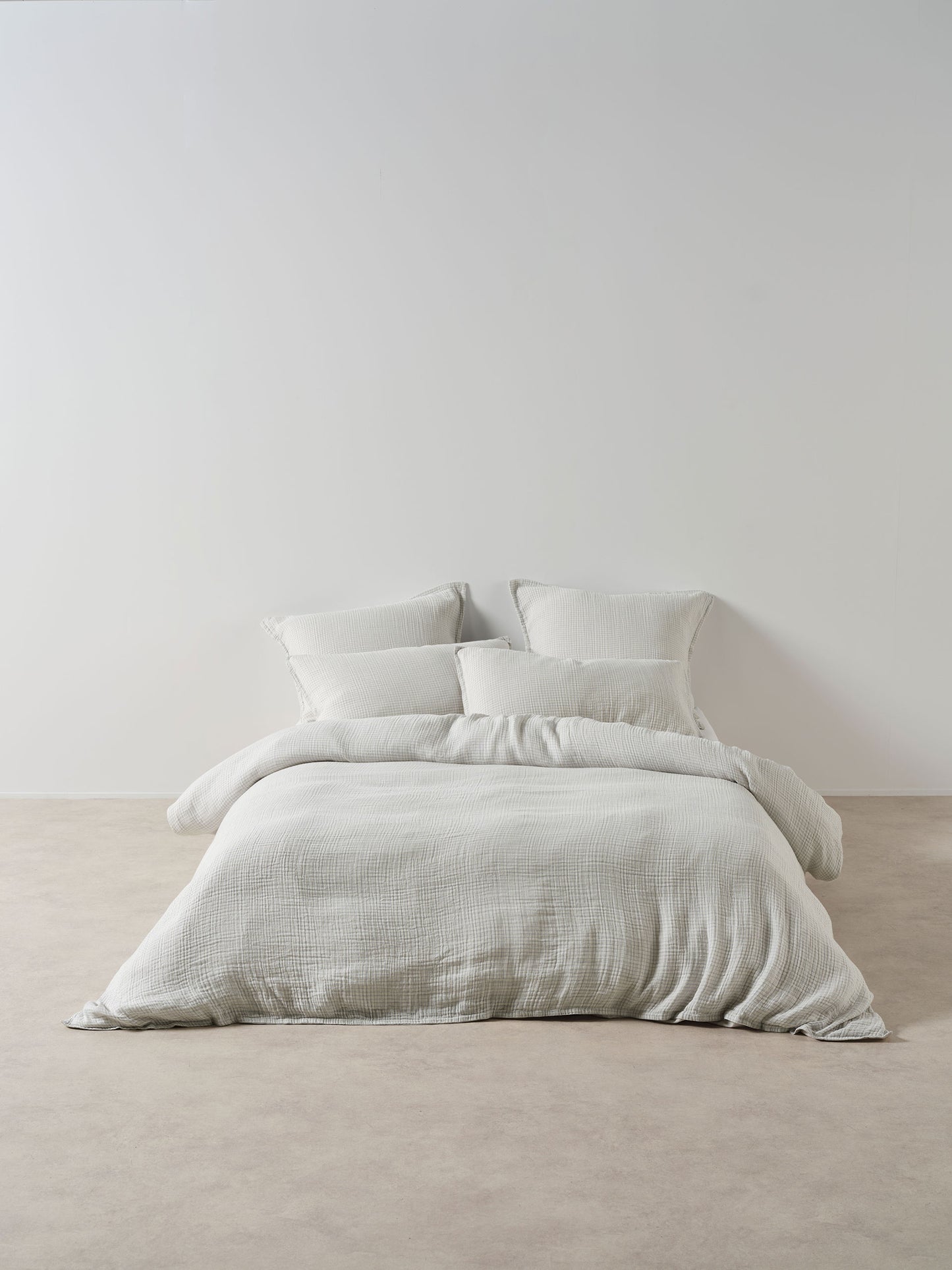 Cotton Gauze Check Duvet Set – Blue
