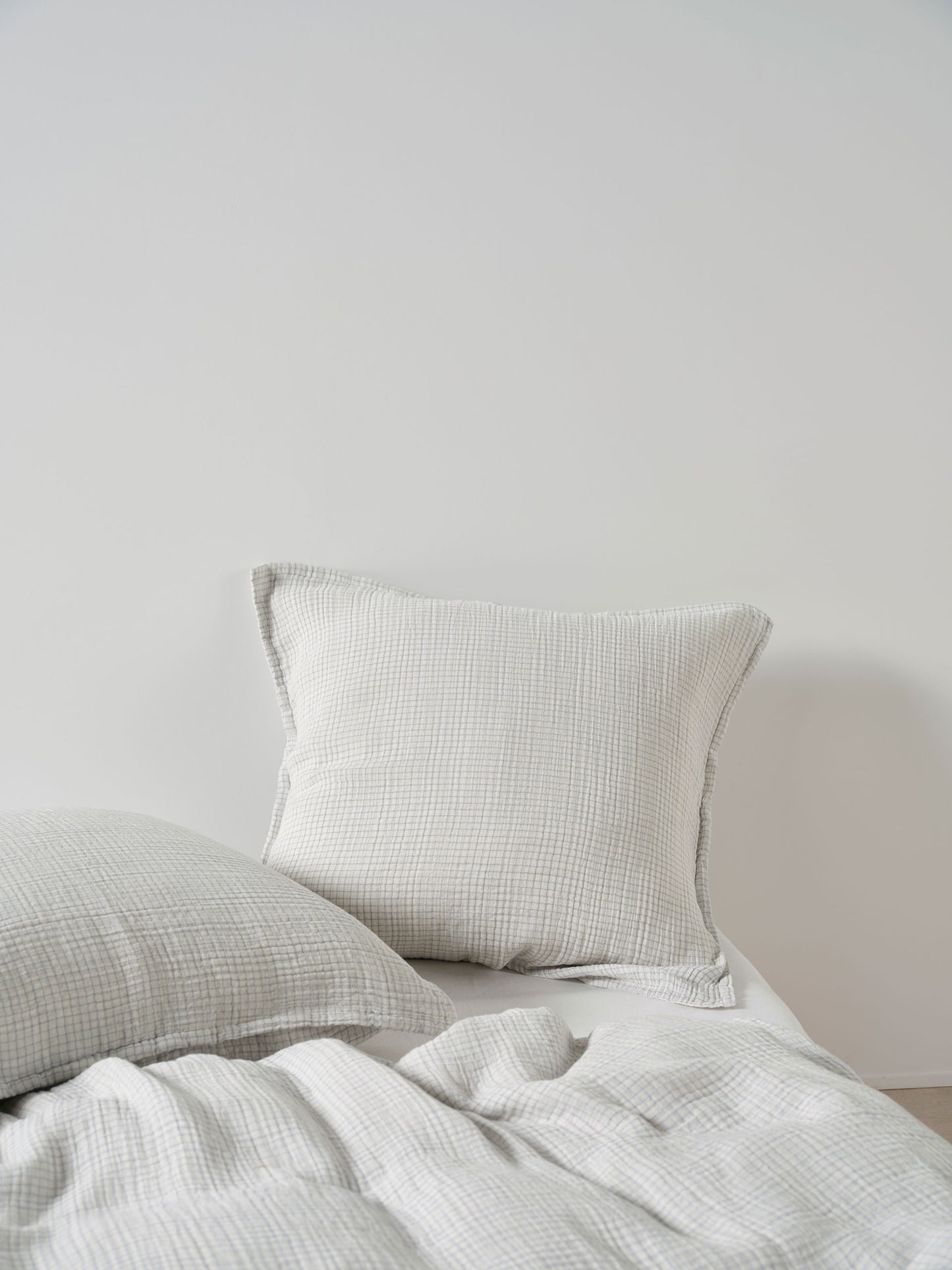 Cotton Gauze Check Duvet Set – Blue