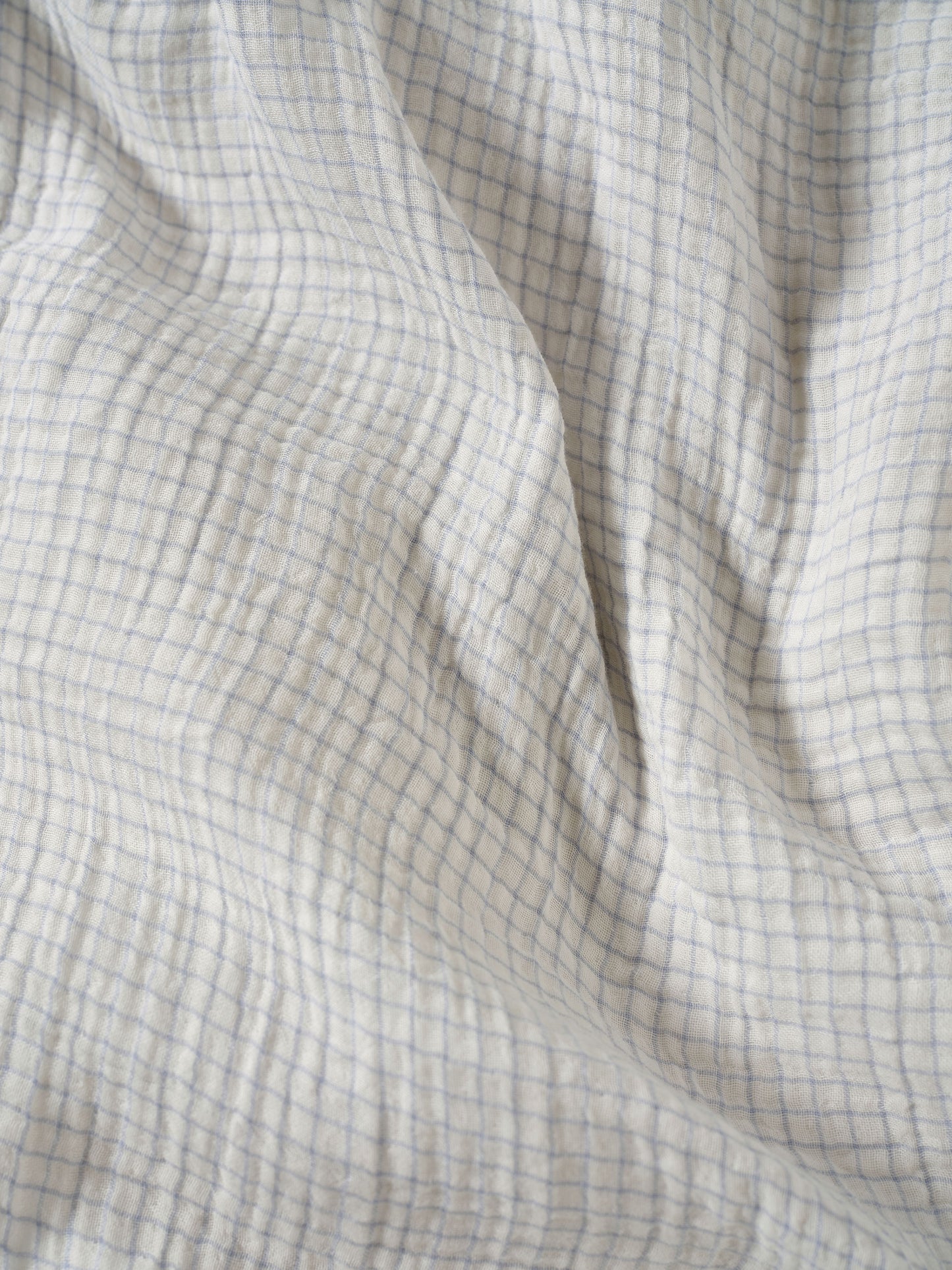 Cotton Gauze Check Duvet Set – Blue