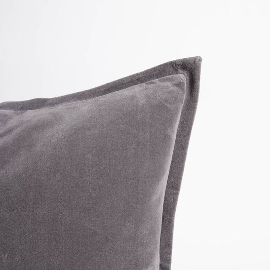 Velvet Lumbar Cushion in Slate | Flange Detail