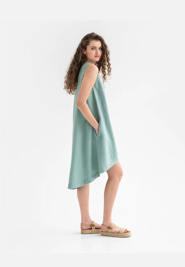 Linen Dress - Teal Blue