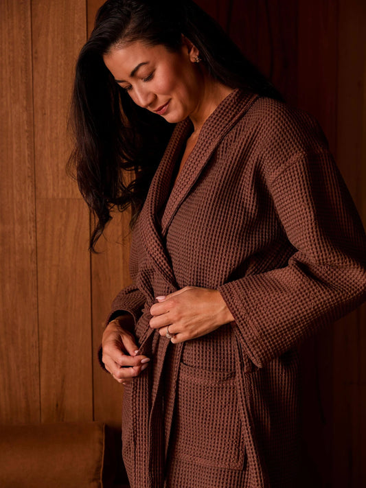 Spa Waffle Bathrobe | Terracotta