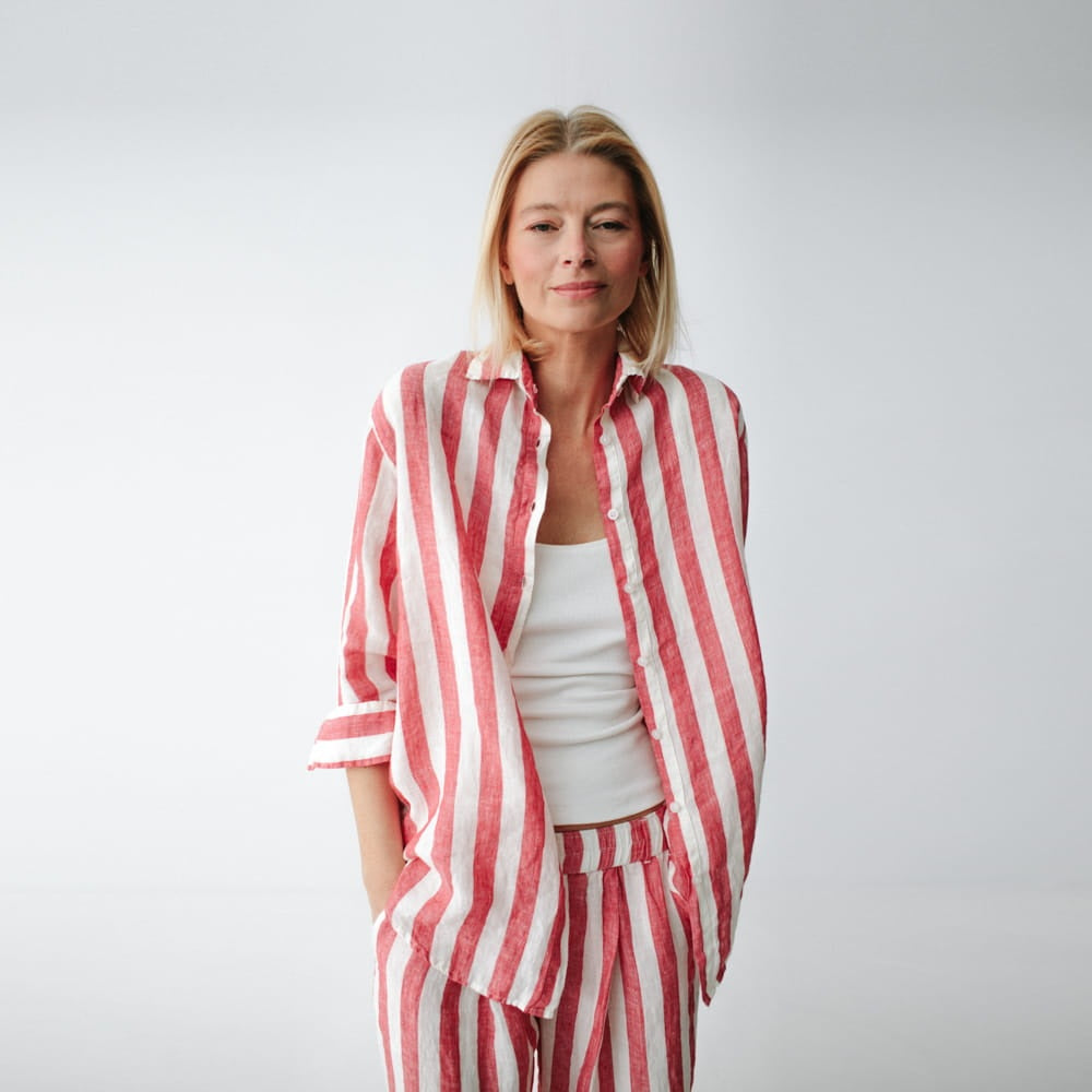 Linen Shirt | Wide Red Stripes
