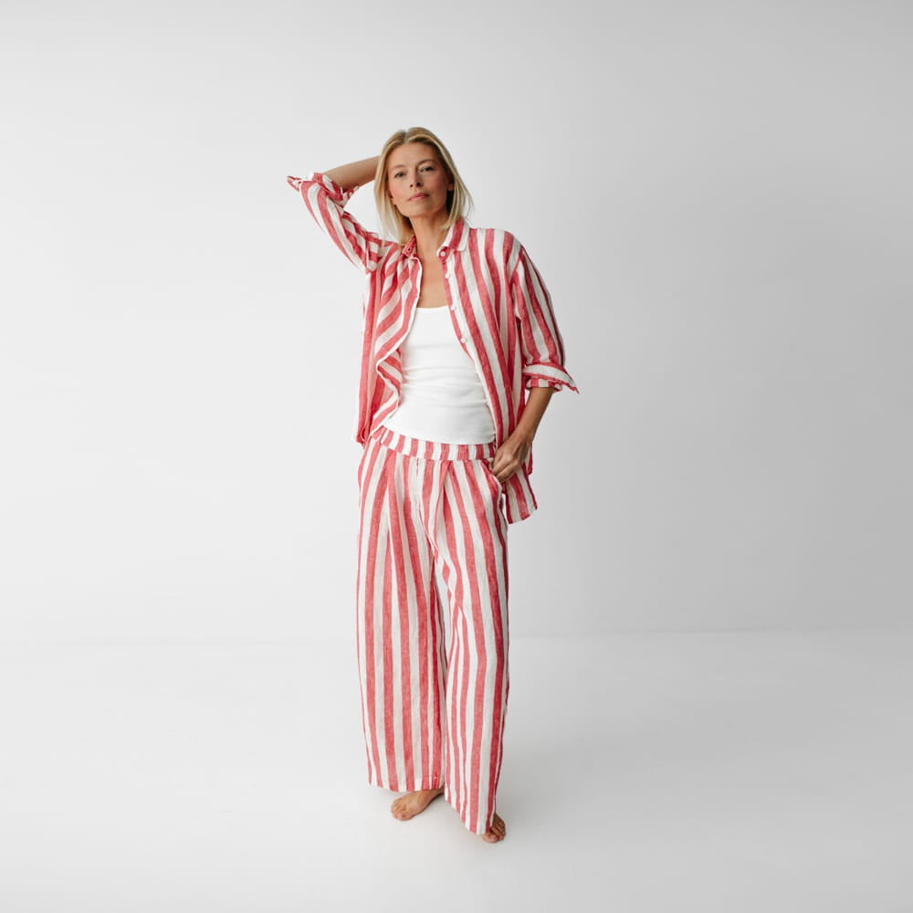 Linen Shirt | Wide Red Stripes