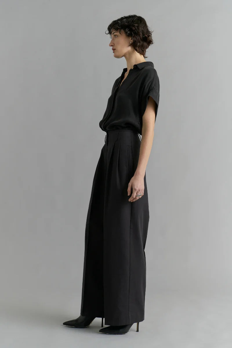 Sculpture Cotton Tencel Pants - Black