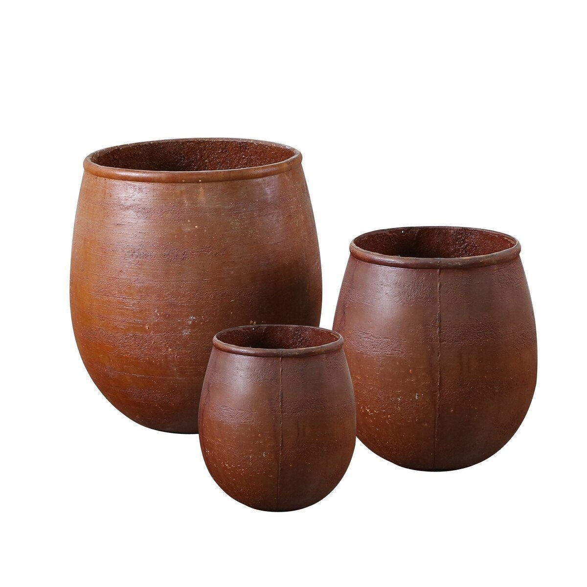POMPEII TERRACOTTA ROUND POTS | RUST