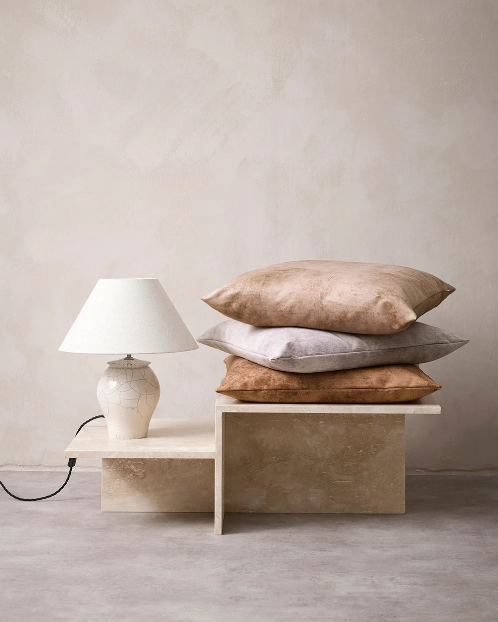 Theo Velvet Cushion in Leather