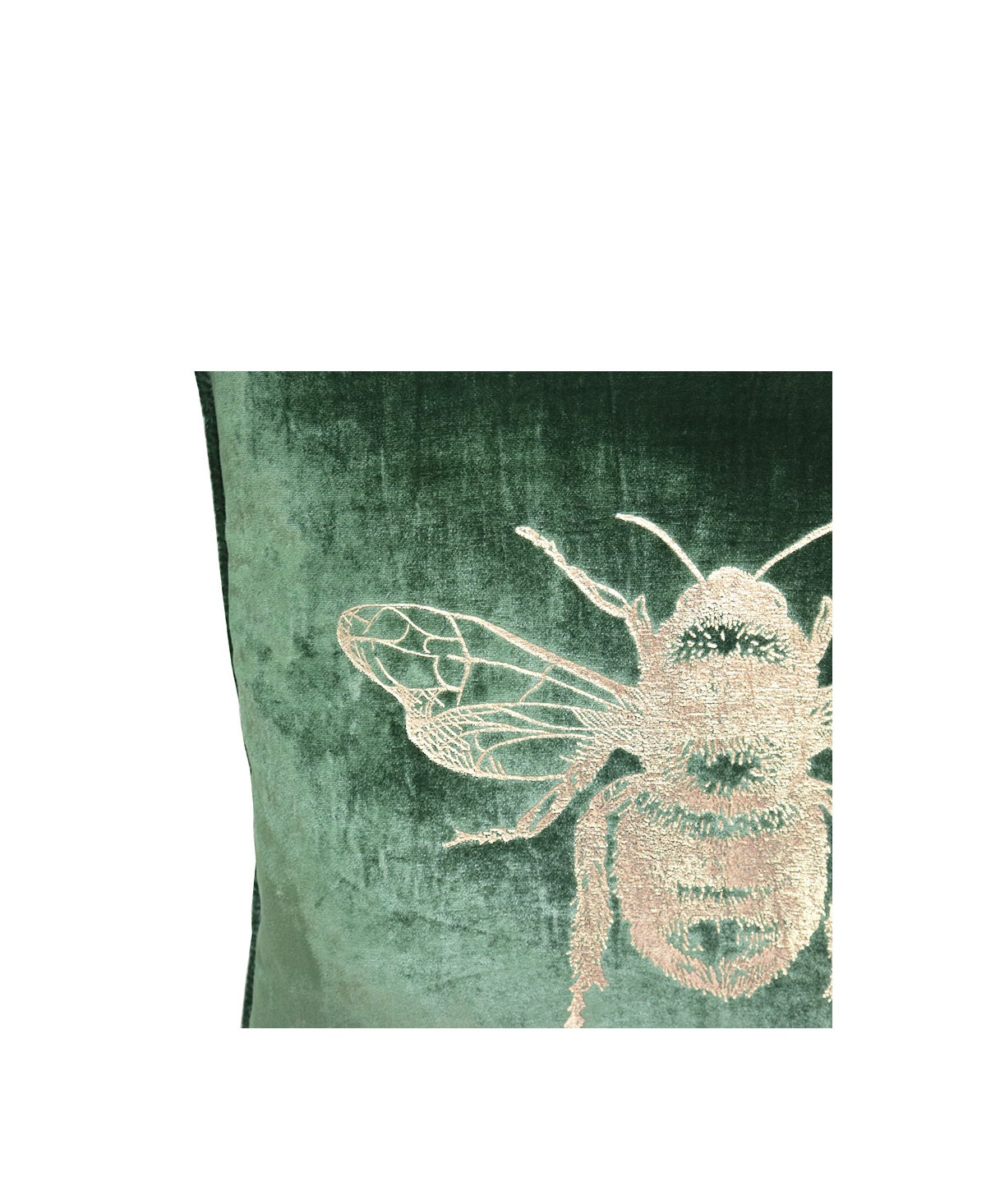 Velvet Bee Cushion | Green & Gold