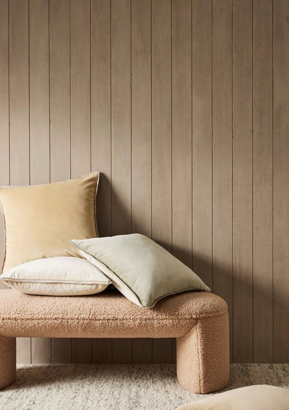 Velvet Cushion with Linen Border | Salt