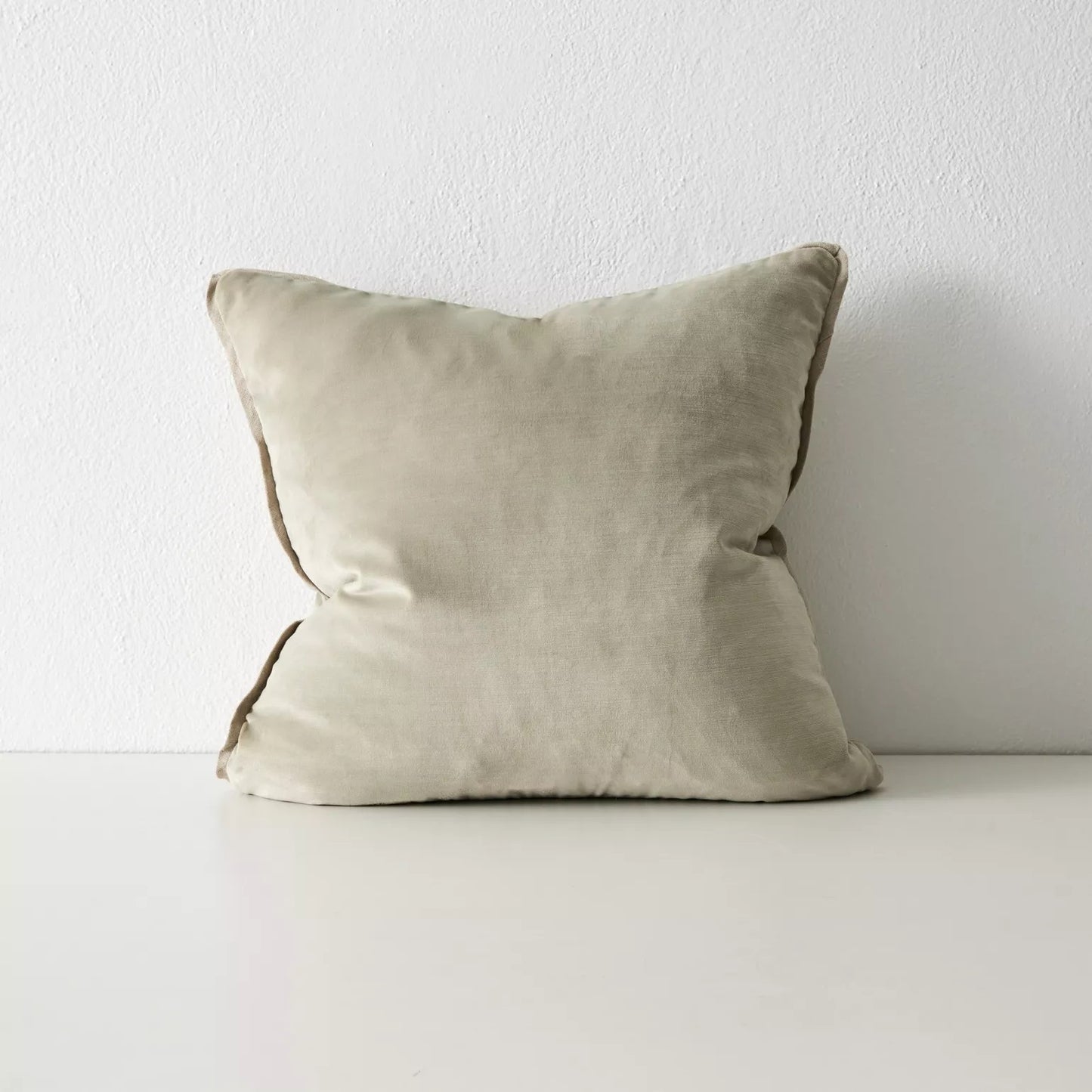 Velvet Cushion with Linen Border | Sage