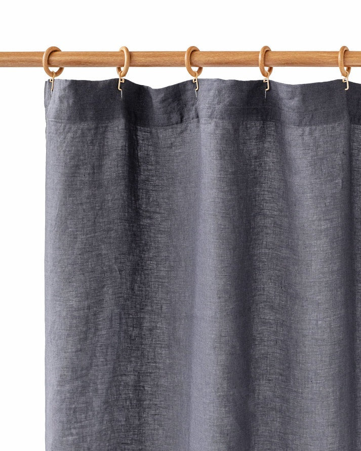 Waterproof Linen Shower Curtain - Charcoal