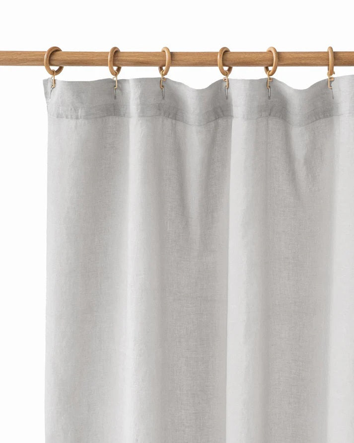 Waterproof Linen Shower Curtain - Light Grey