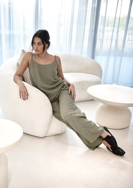 Loungewear Linen Pants | Olive