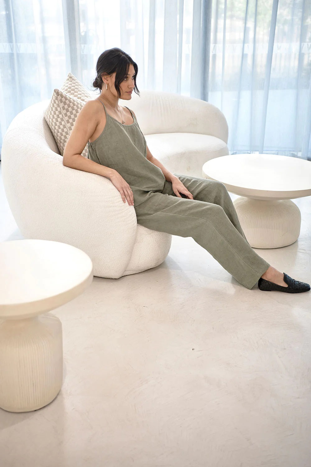 Loungewear Linen Cami | Olive