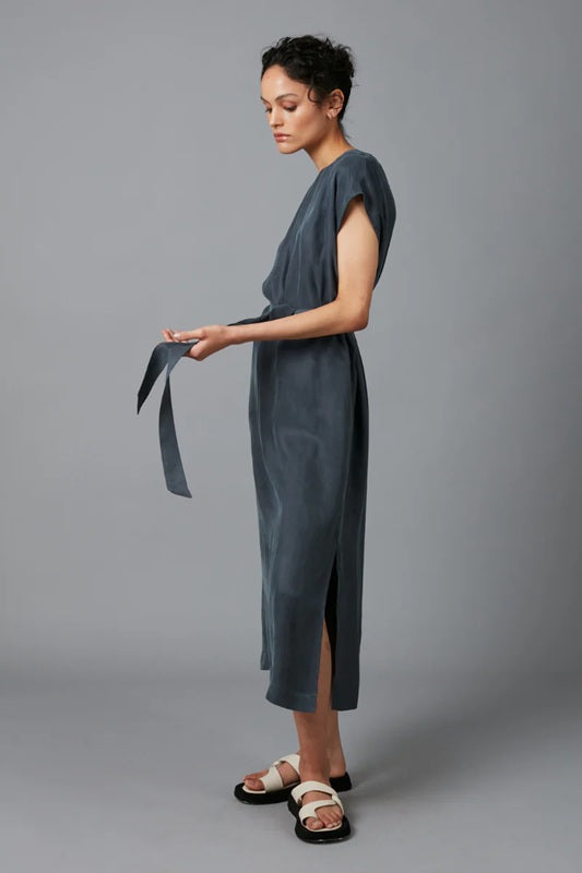 Escape Midi Dress - Steel Blue