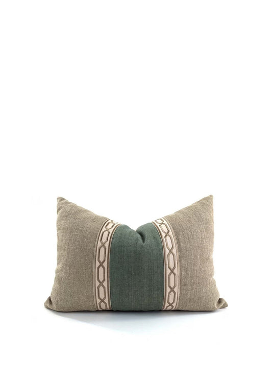 Yacht cushion cover -Green & Natural 40x60