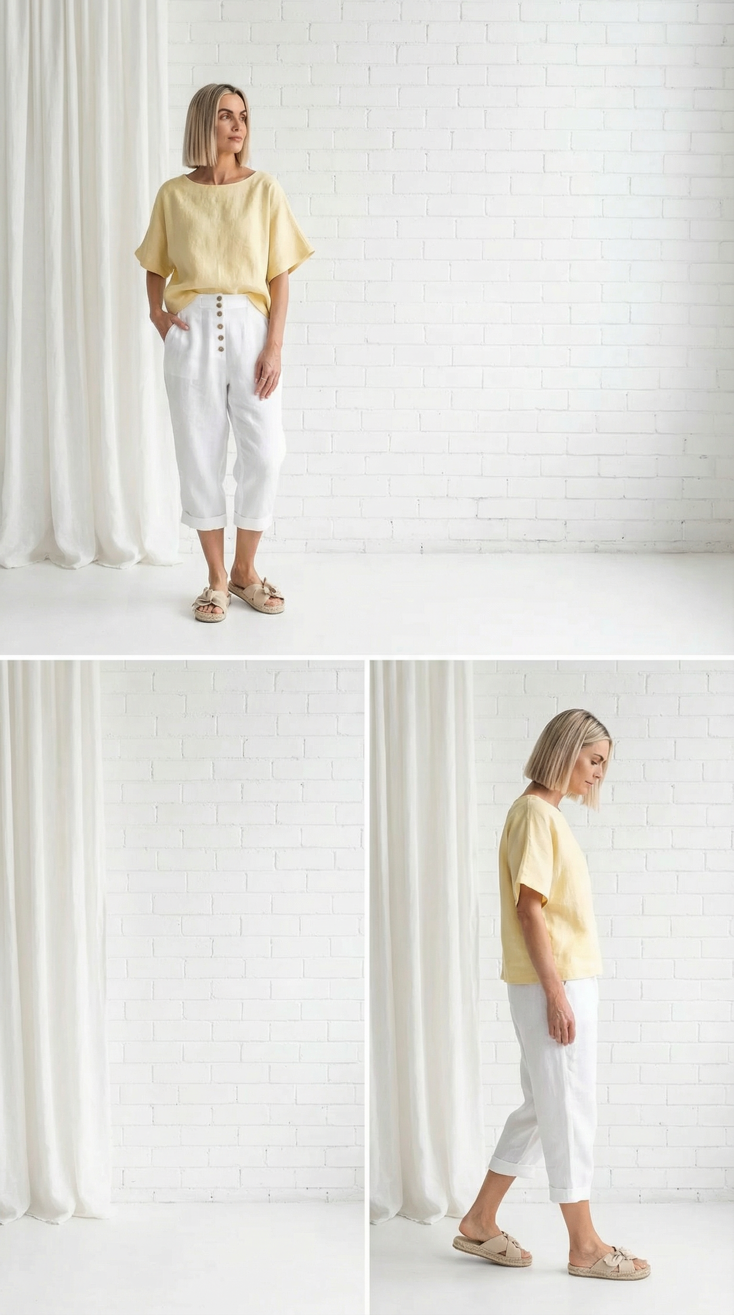 Oversized Linen T-Shirt - Butter