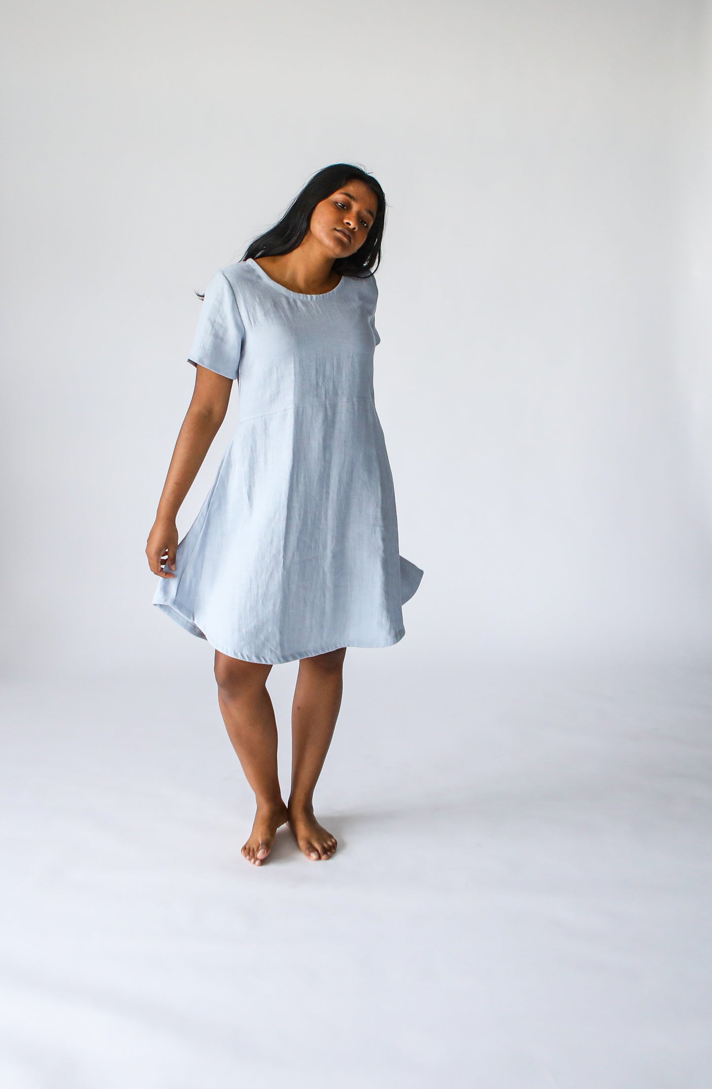 Ema Linen Dress | Pale Blue