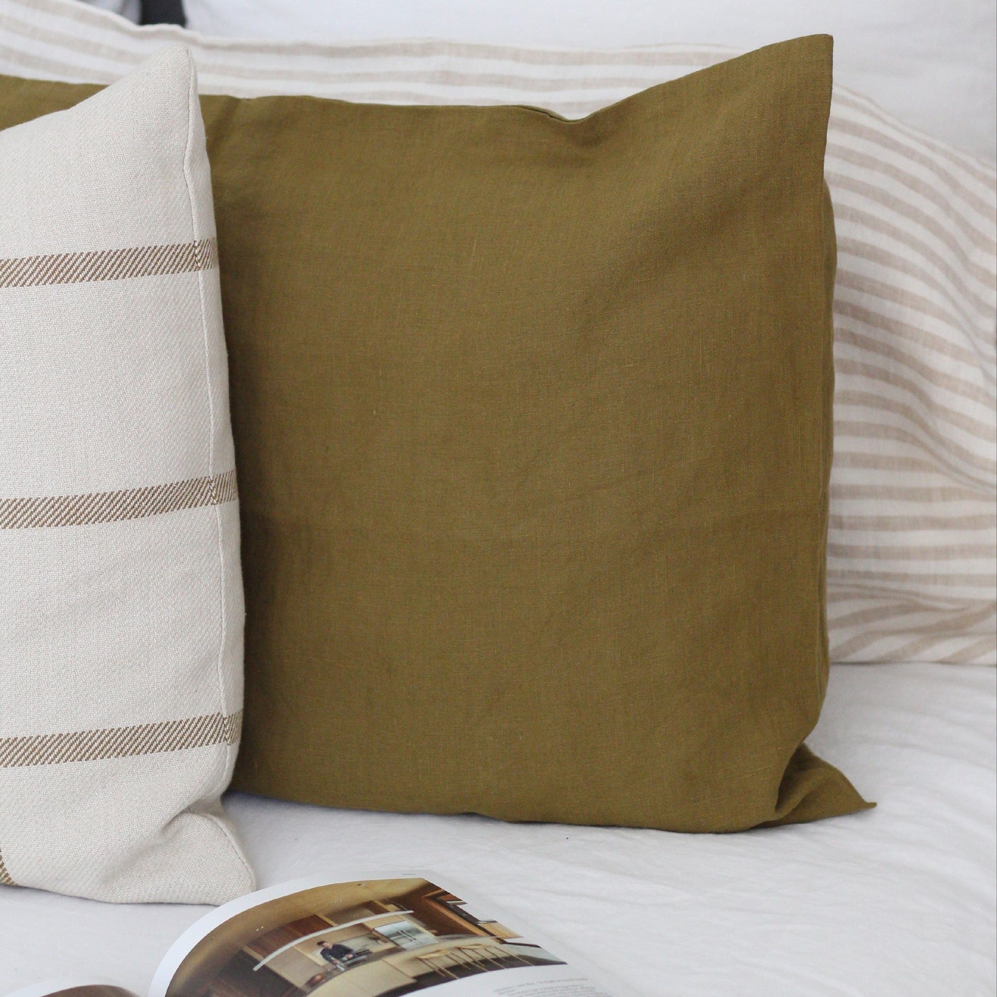 Olive Green Linen Pillowcases | Oeko-Tex® certified