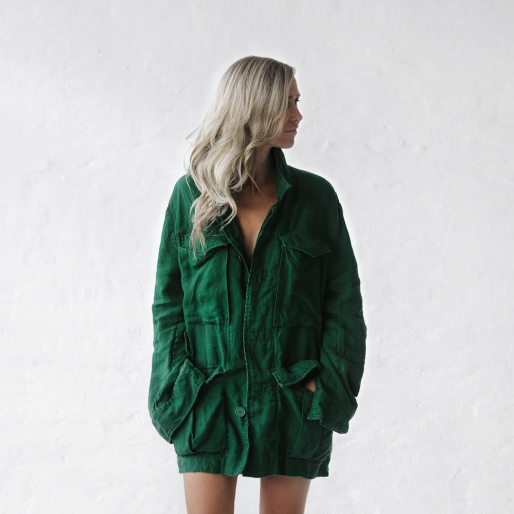 Linen Utility Jacket | Green