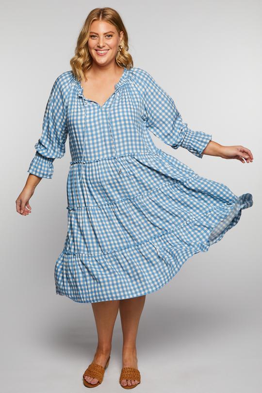 Jorja Midi Dress | Blue Gingham