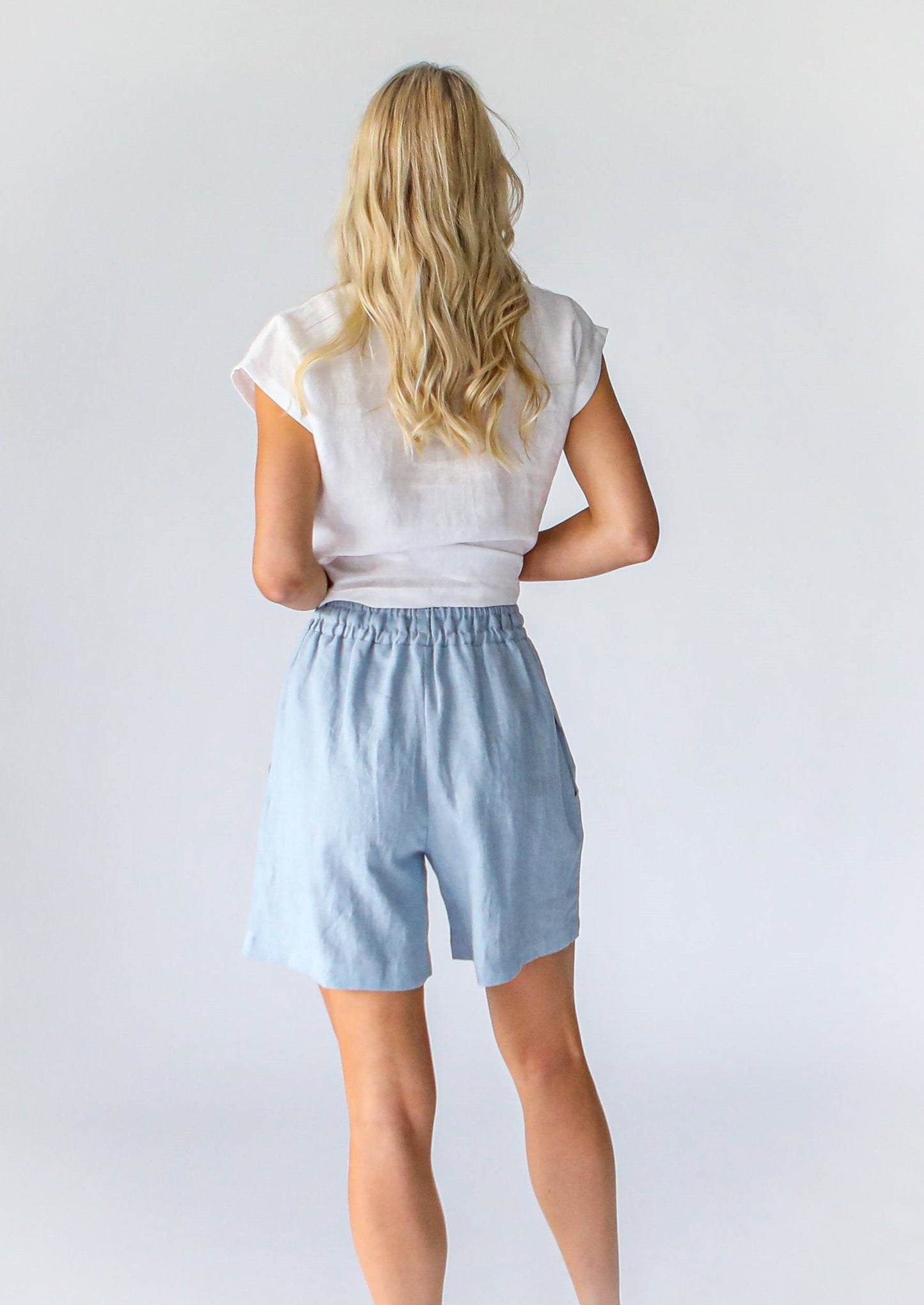 Linen Shorts | Pale Blue