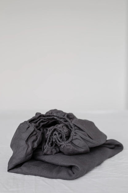 Slate Linen Fitted Sheet  | Made in Europe