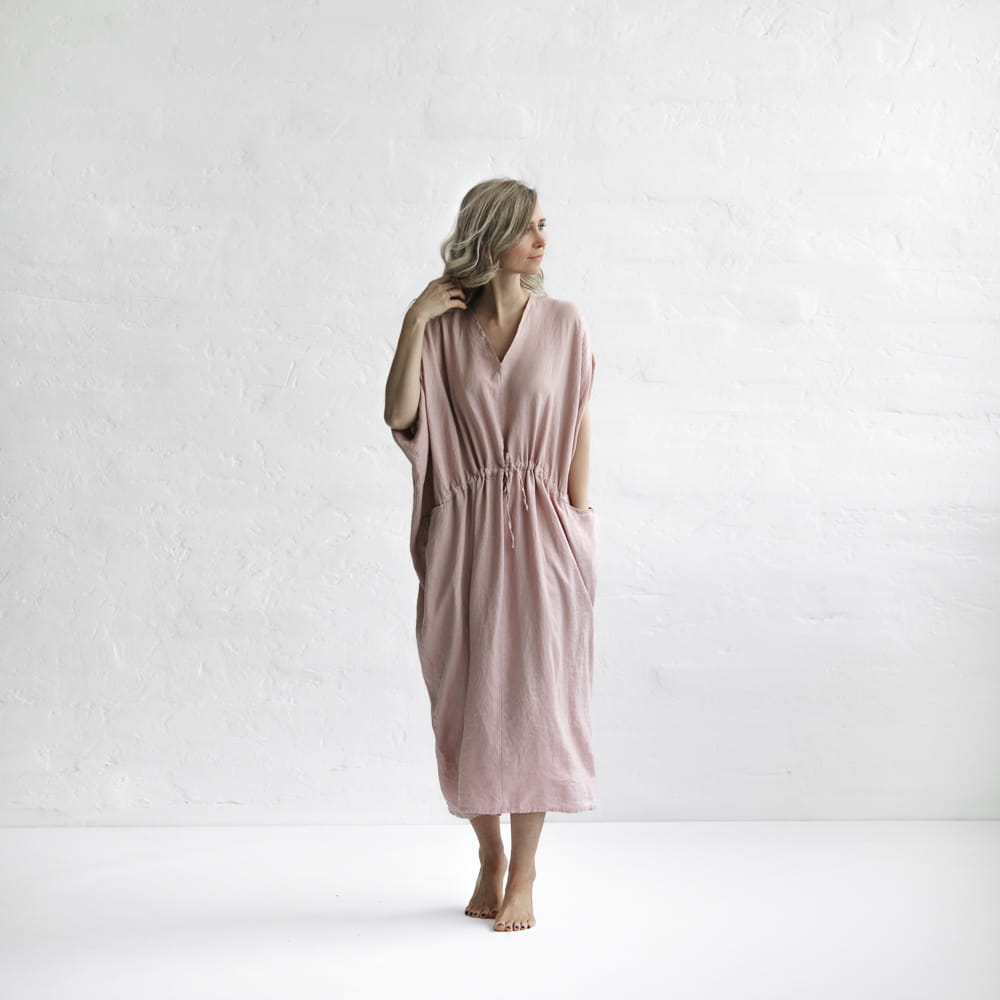 Drawstring Linen Dress | Dusky Pink