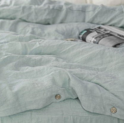 Dusky Blue Linen Duvet cover Set | Made in Europe