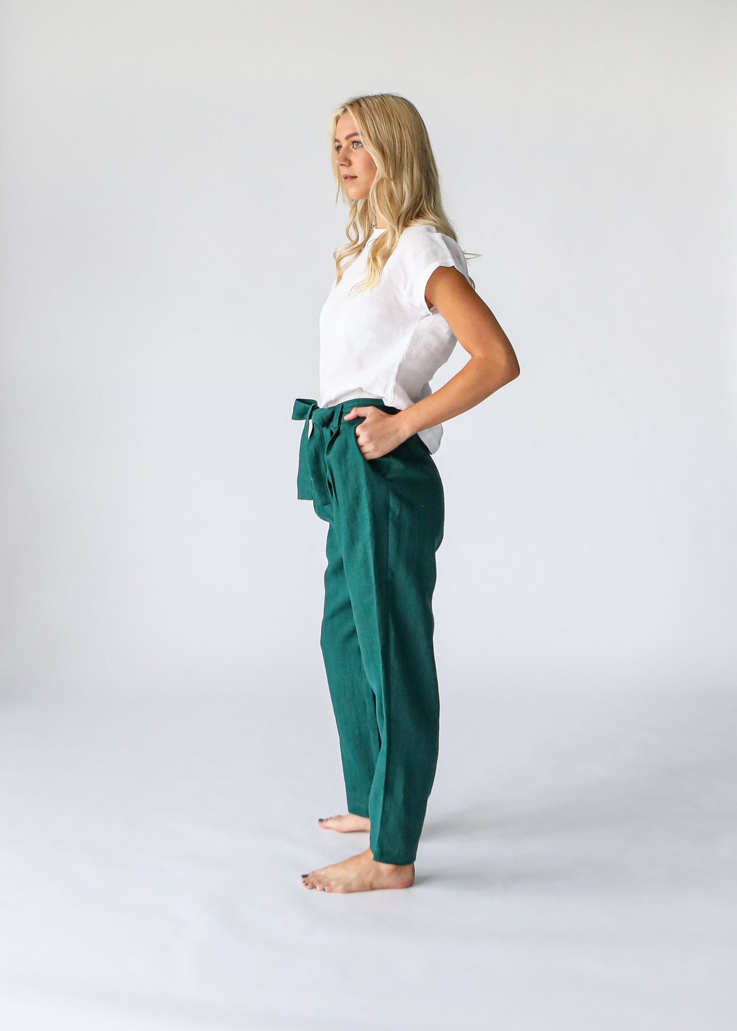 Tailored Linen Pant | Emerald