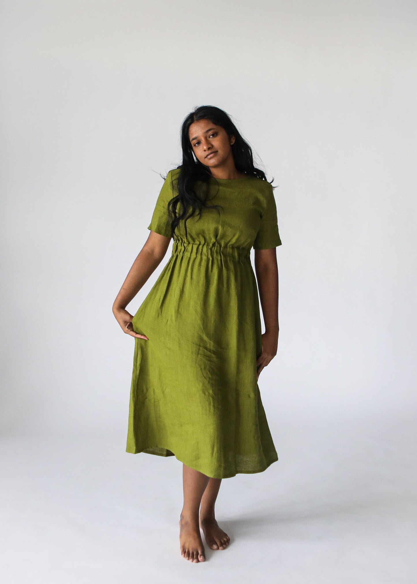 Ava Linen Dress | Moss -25% OFF
