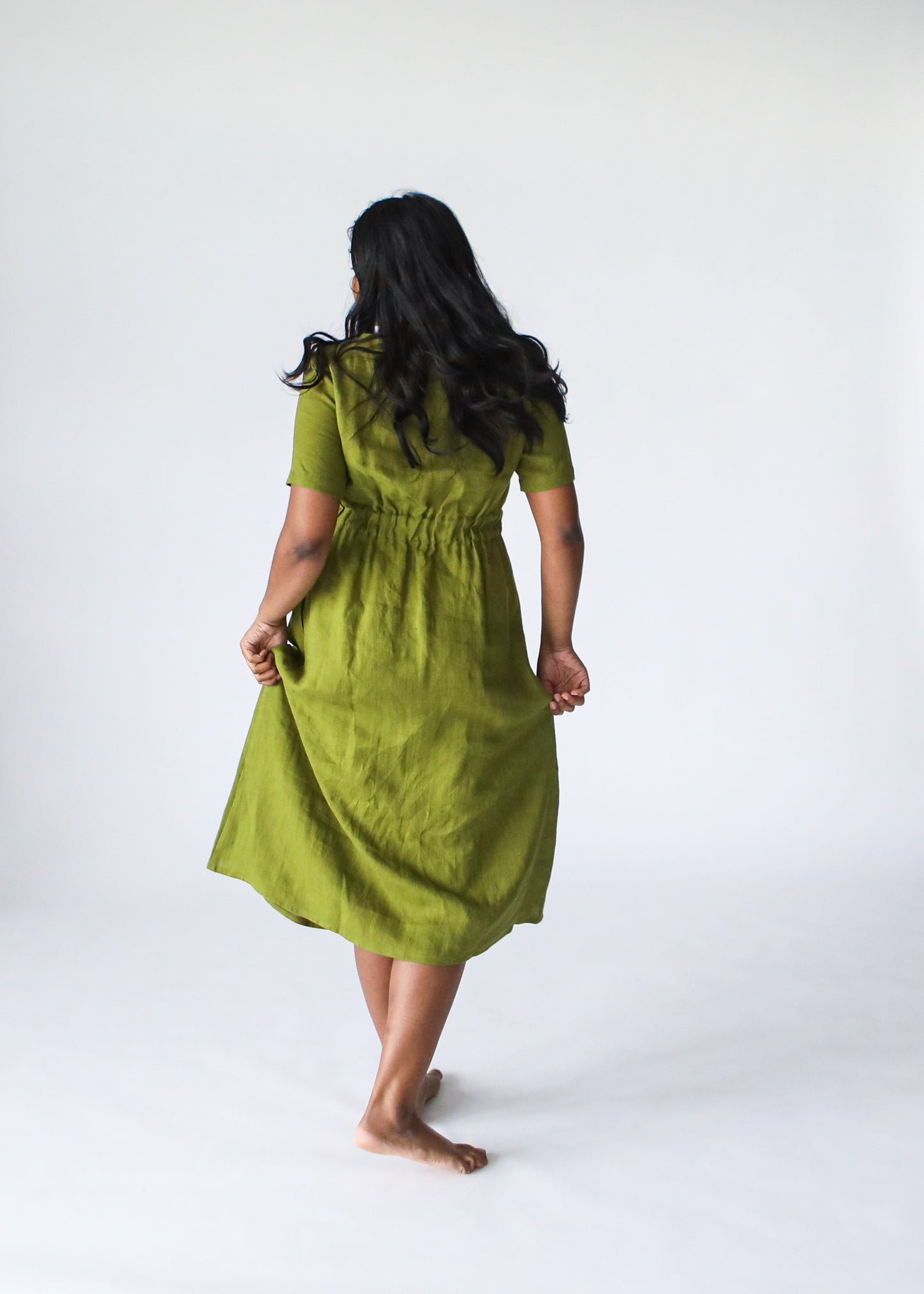 Ava Linen Dress | Moss