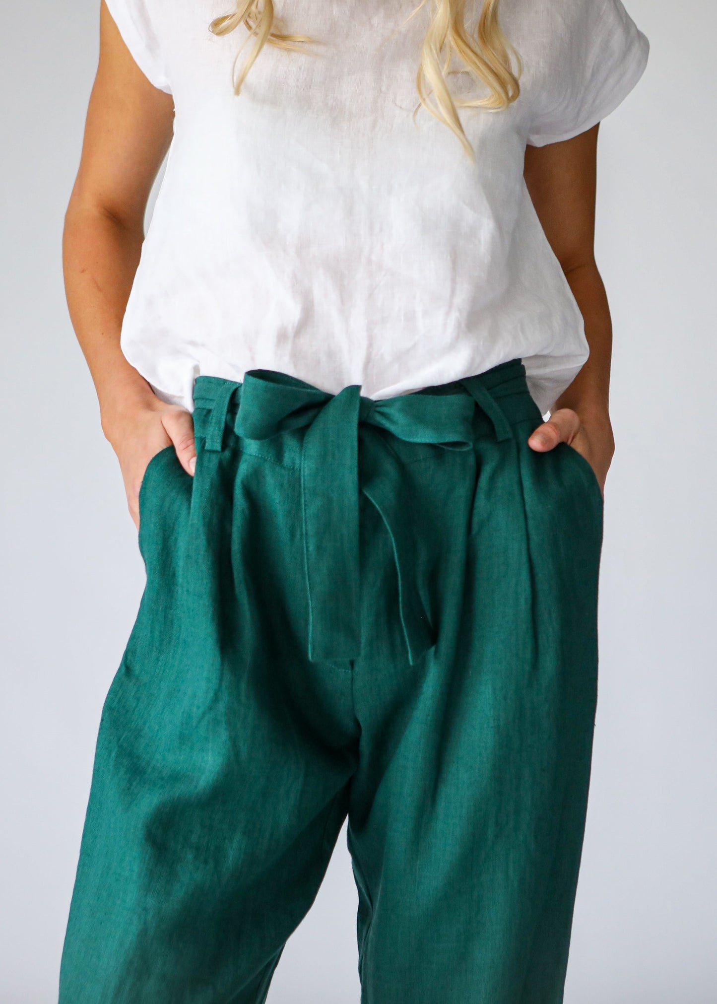 Tailored Linen Pant | Emerald