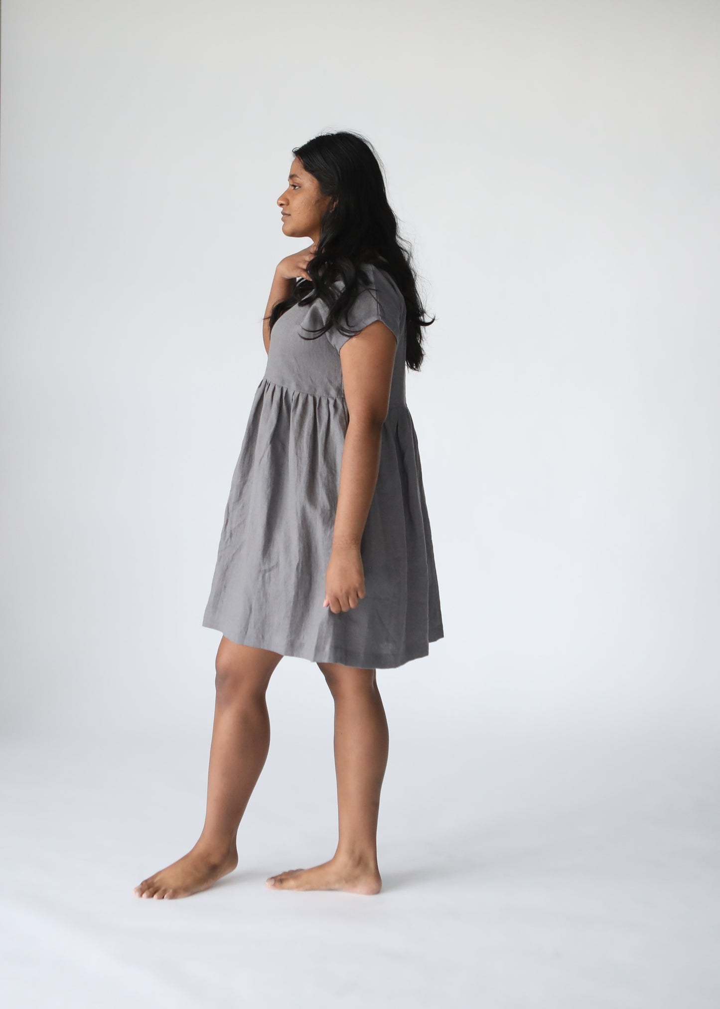 Jayne Linen Dress | Graphite