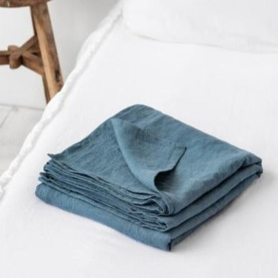 Grey Blue Linen Flat Sheet | Oeko-Tex® certified