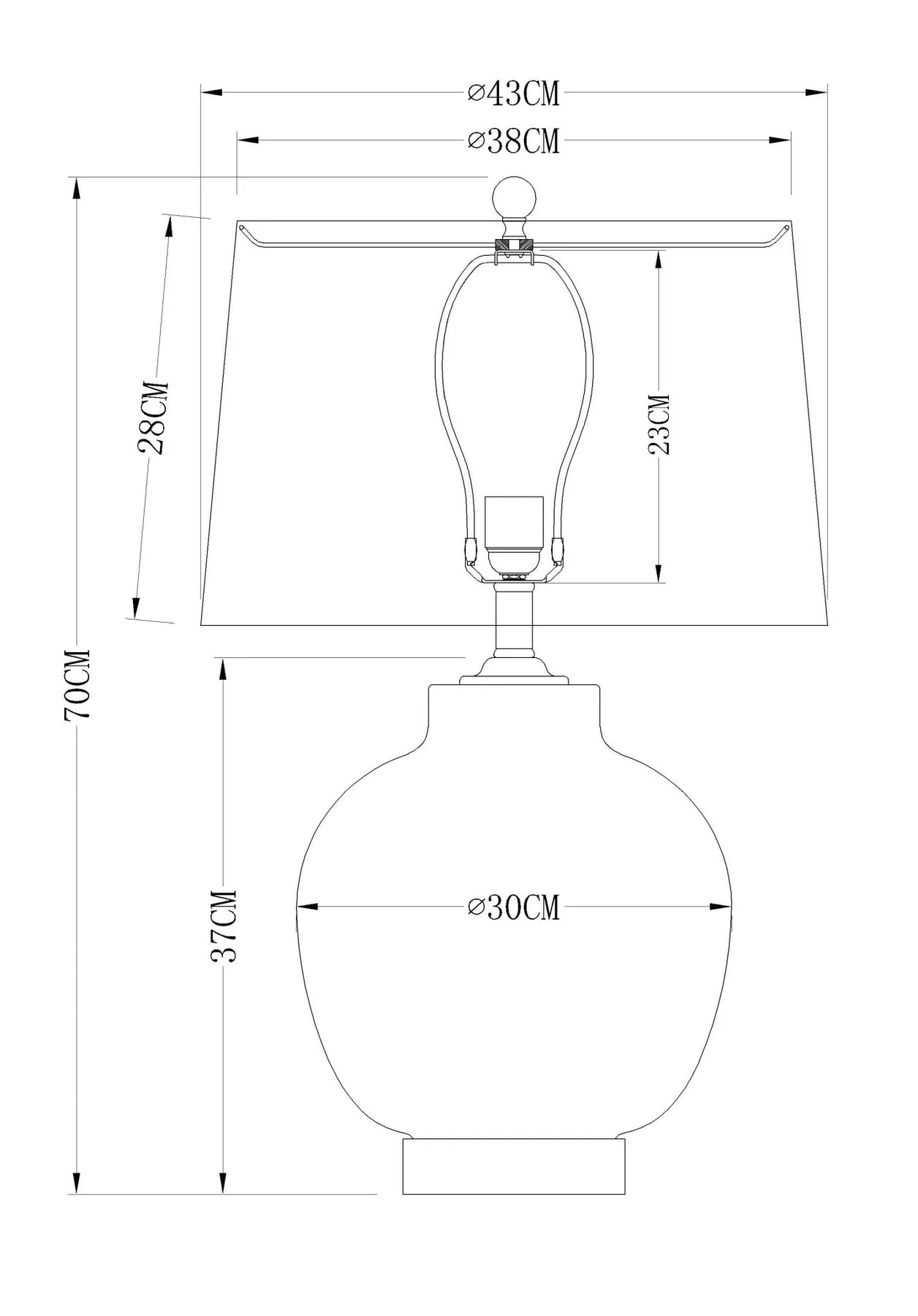 Glass Bubble Lamp with White Shade