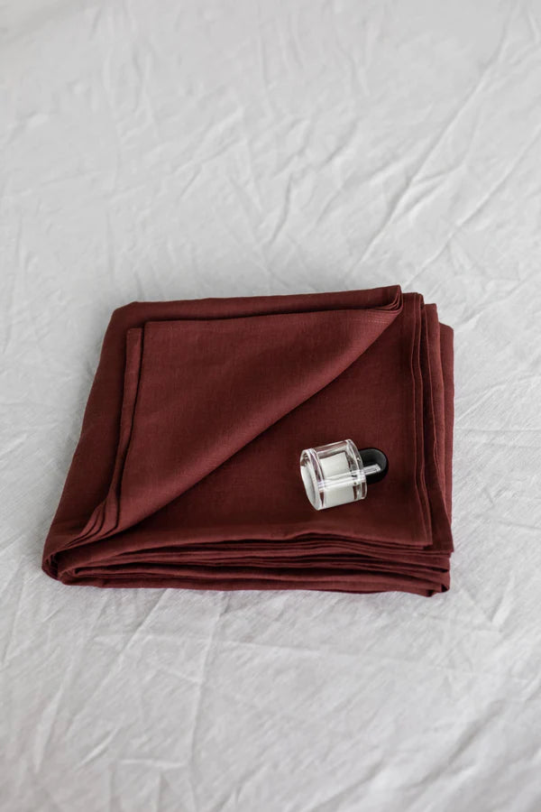 Wine Linen Flat Sheet  | Made in Europe