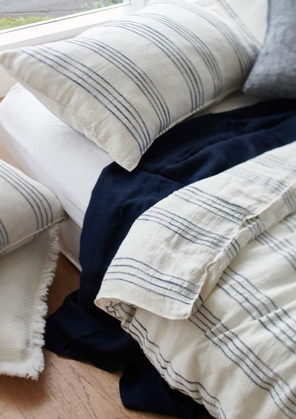 Rockpool Linen Duvet Cover | Navy Stripe