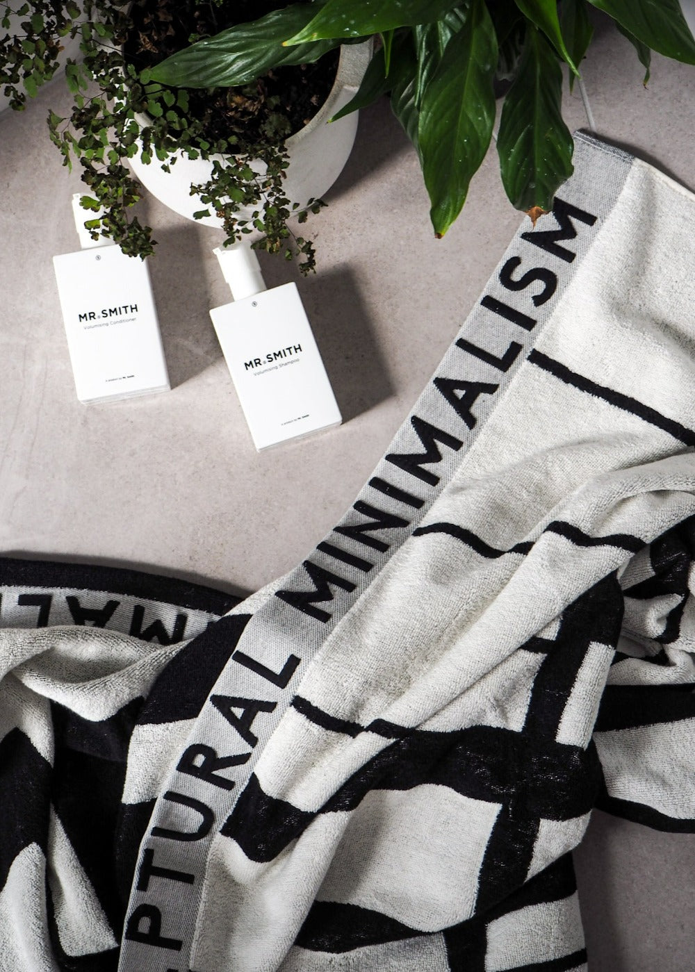 Minimal Bath Sheet | Black & Off White | Kristina Dam Studio