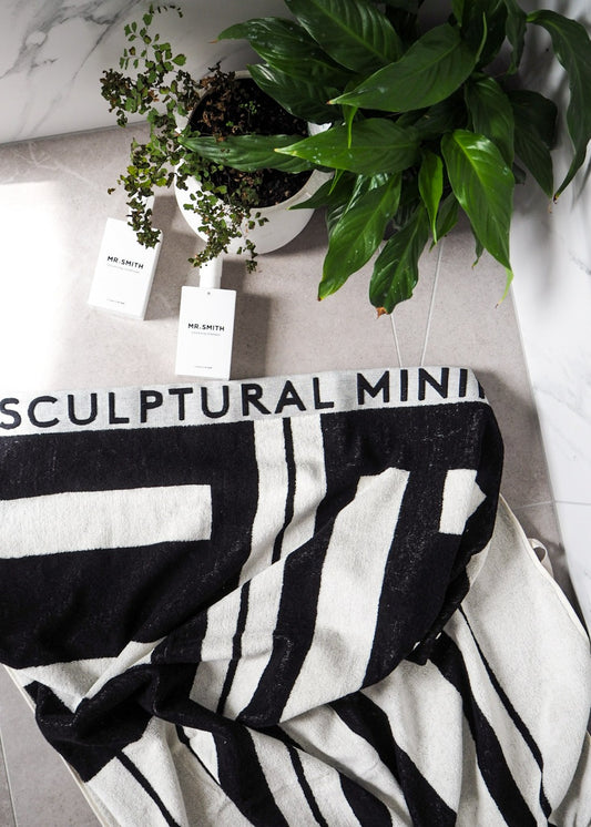Minimal Bath Sheet | Black & Off White | Kristina Dam Studio