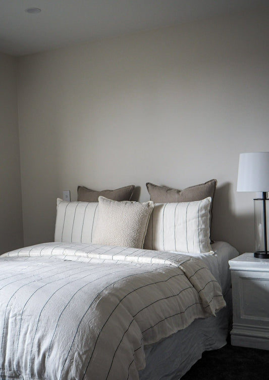 French Linen Duvet Cover | Charcoal Stripe -  OEKO-TEX certified