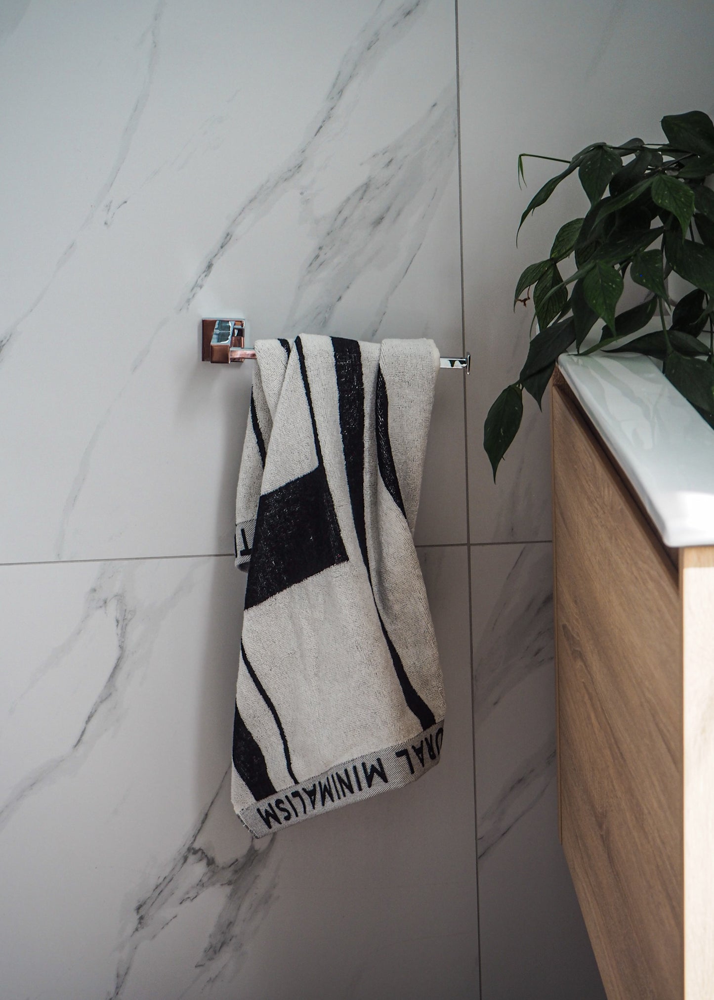 Minimal Bath Towel | Black & Off White | Kristina Dam Studio