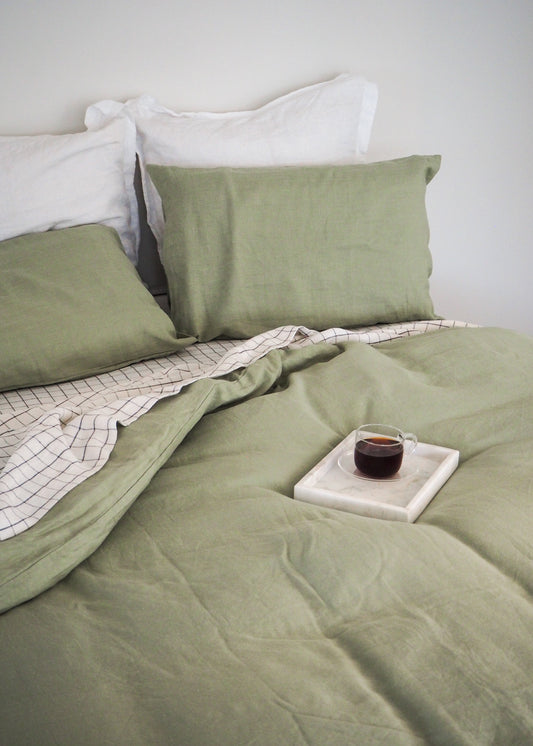 Pistachio Linen Duvet cover Set