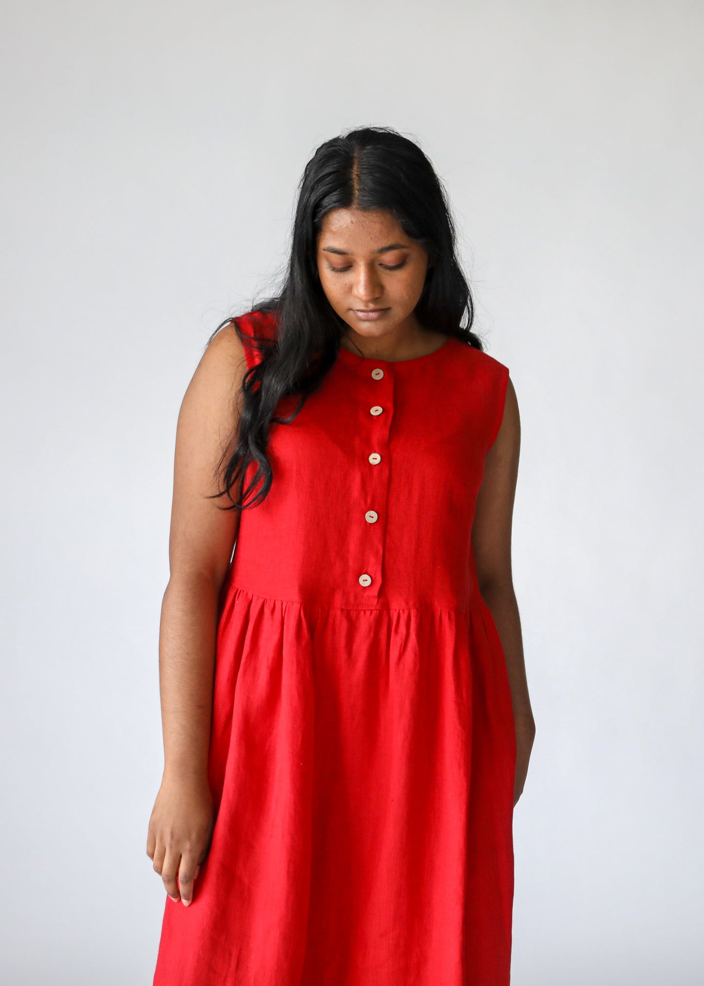 Asti Linen Dress | Red