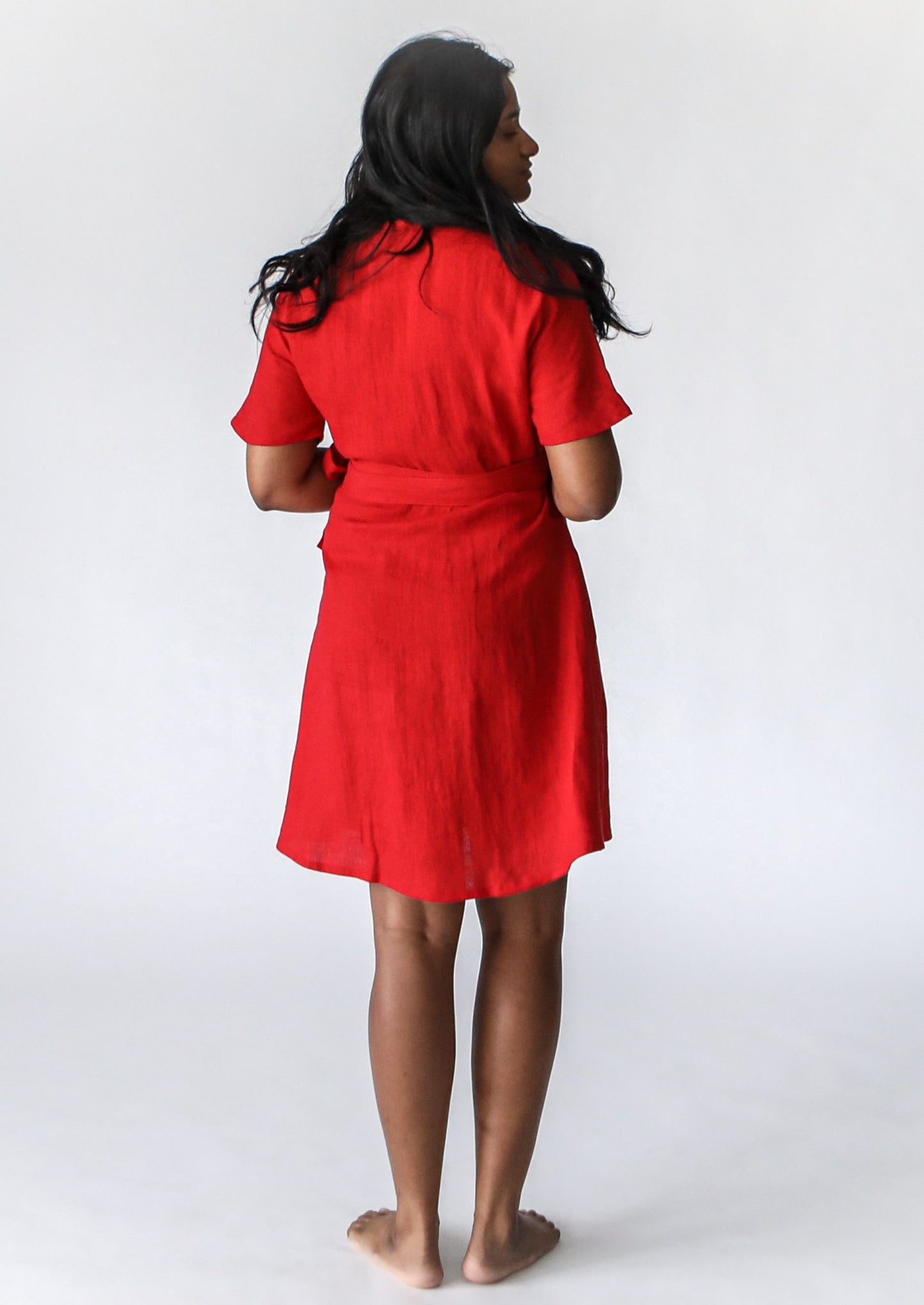 Wrap Linen Dress | Red