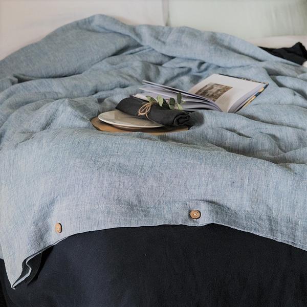 Chambray Blue Linen Duvet cover Set | Made in Europe