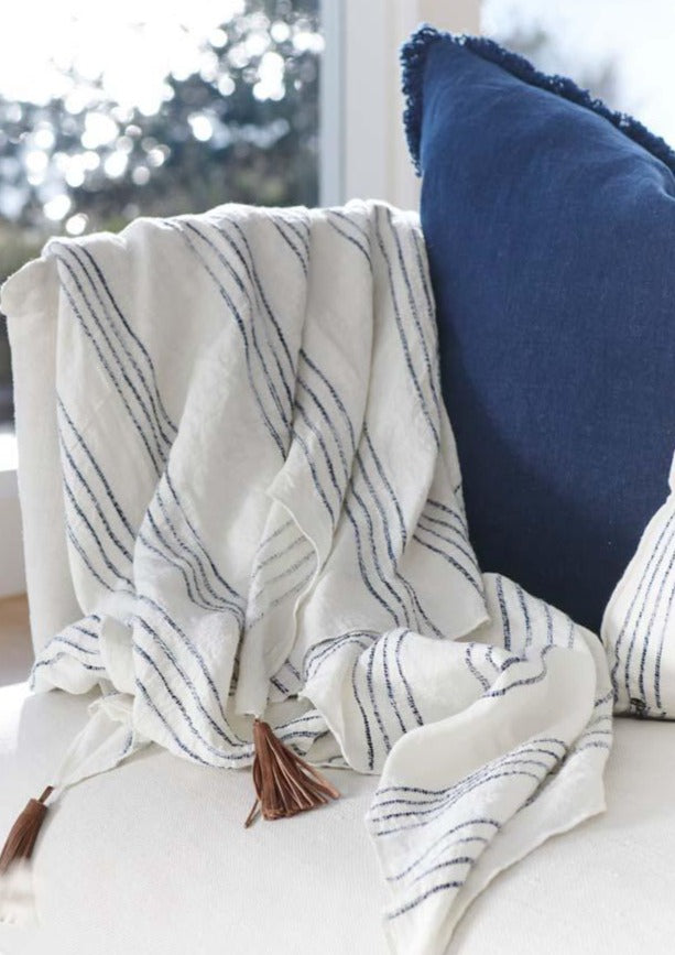 Rockpool Linen Throw | Navy