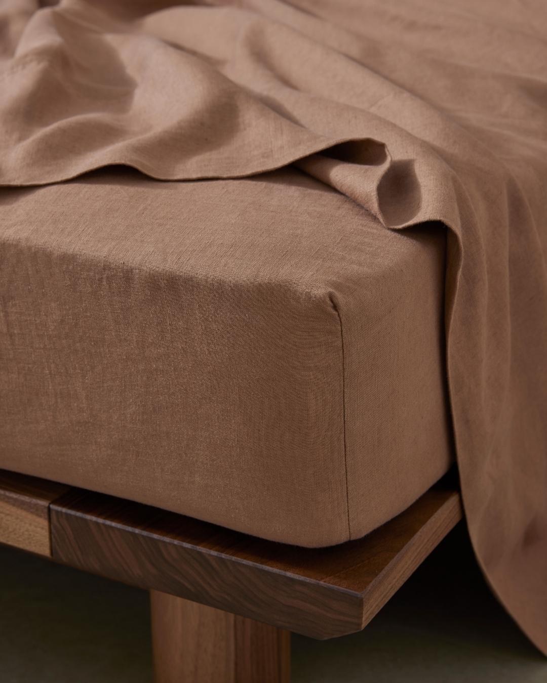 French Flax Linen Flat Sheet | Tan